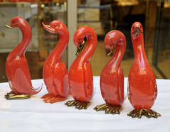 Five ducks in Murano glass.