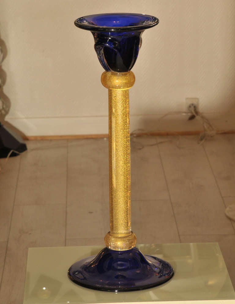 Italian Pair of Candlesticks in Murano Glass