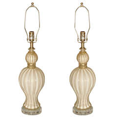 Pair of table lamps in Murano glass, electrify U.S.A