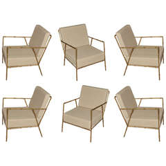 Six Armchairs in Gilded Metal