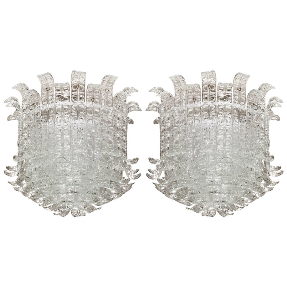 Pair of Chandeliers in Murano Glass