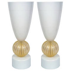 Pair of Table Lamps in Murano Glass