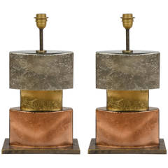 Pair of Table Lamps in Murano Glass, Signed "Barovier & Toso"