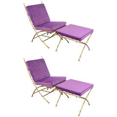 Pair of Chairs with their Pair of Footstools