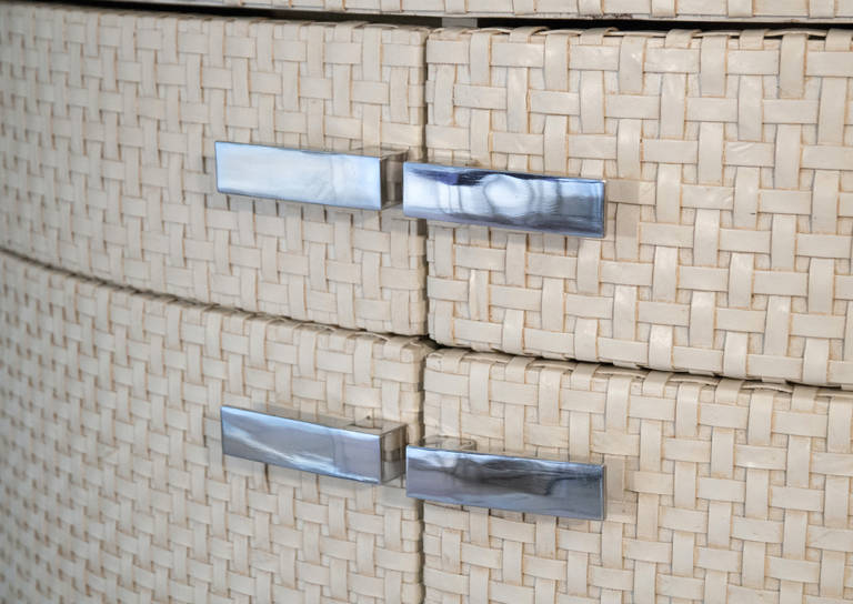 Pair of Buffets with Two Doors, Two Drawers in Braided Leather from "Smania"