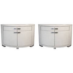 Pair of Buffets with Two Doors, Two Drawers in Braided Leather from "Smania"