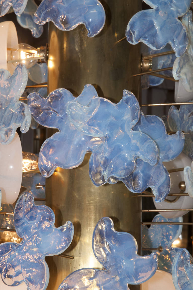 20th Century Pair of Chandeliers with Butterflies in Opaline