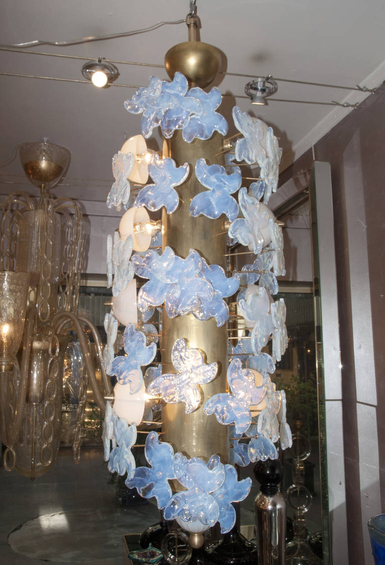 Pair of Chandeliers with Butterflies in Opaline 2