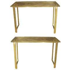 Pair of console tables in Murano glass. Pair of console tables in Murano glass.