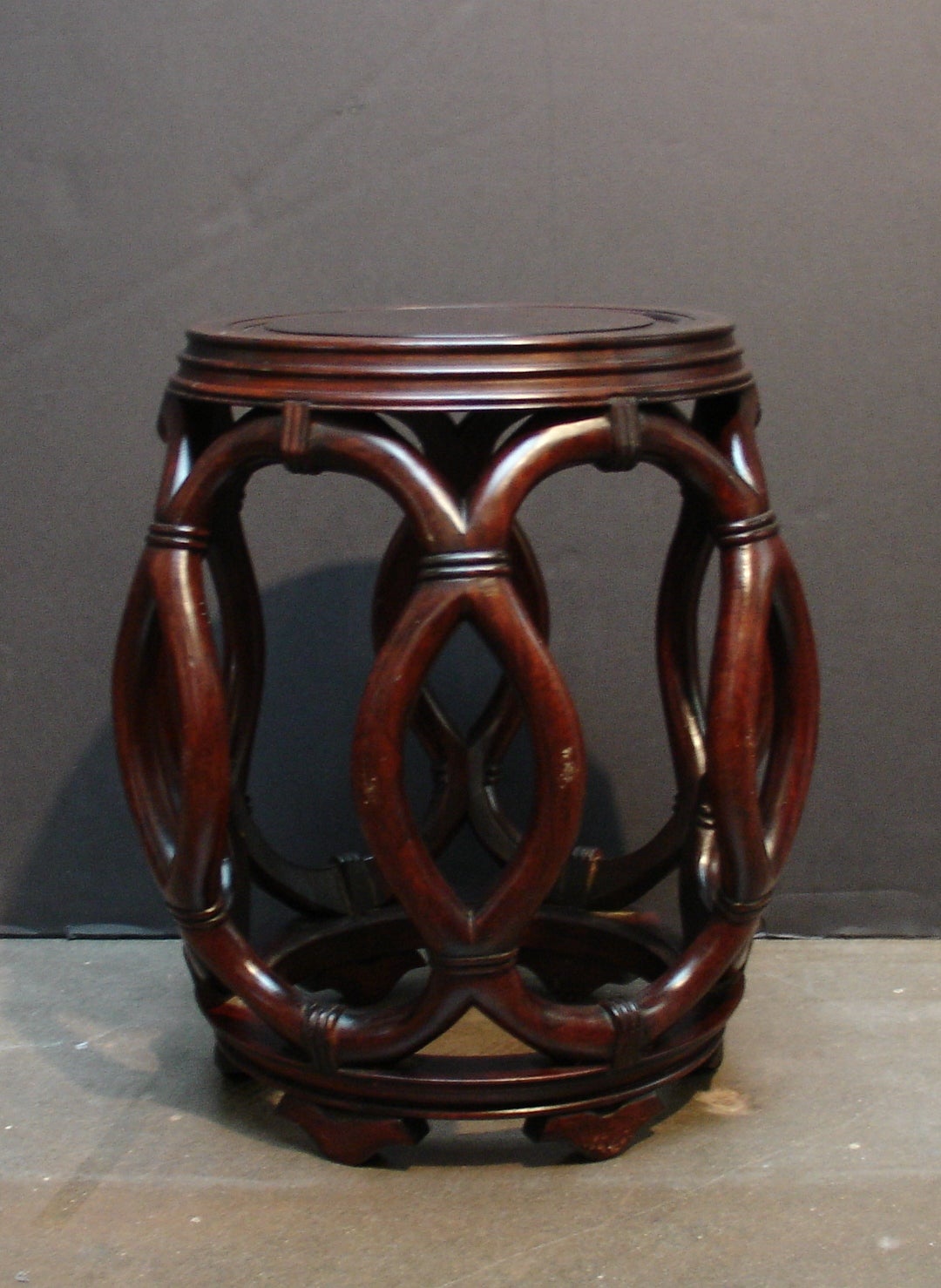 A Chinese Carved Hardwood Drum Stool
