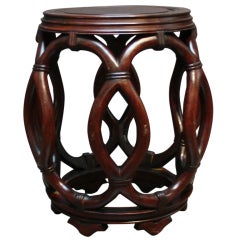 A Chinese Carved Hardwood Drum Stool
