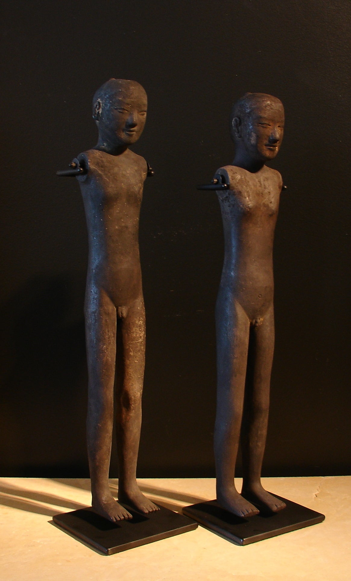 A Pair of Han Dynasty Pottery Stick Figures