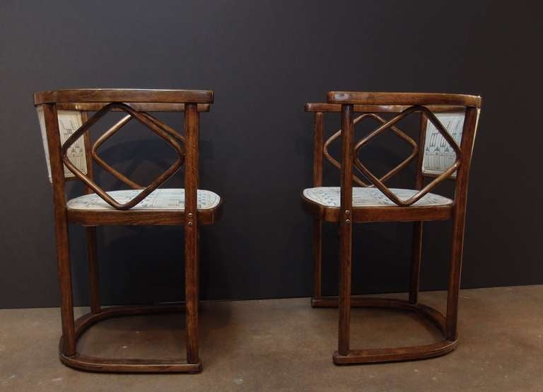 Vienna Secession A Pair of Josef Hoffmann Fledermaus Arm Chairs