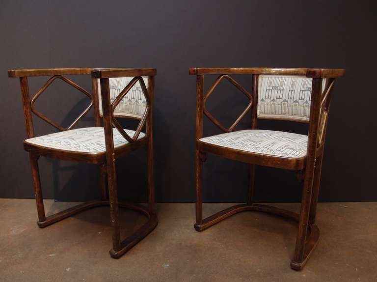 20th Century A Pair of Josef Hoffmann Fledermaus Arm Chairs