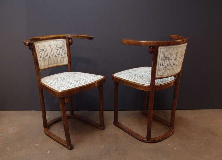 Ash A Pair of Josef Hoffmann Fledermaus Side Chairs