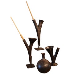 Three Tutsi Black Pottery Pipes 1