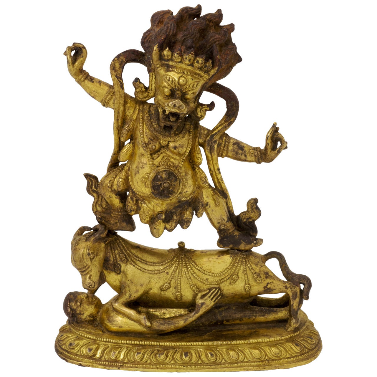 Sino-Tibetan Gilt Bronze Figure of Yama Dharmaraja