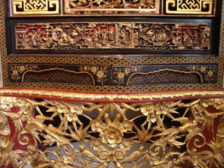 Chinoiserie A Japanese Export Lacquer Cabinet on Peranakan Gilt Stand
