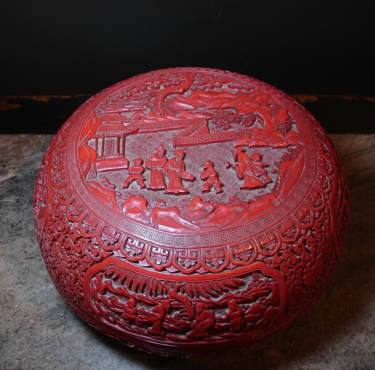 18th Century A Chinese Cinnabar Lacquer Cake Box