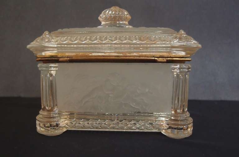 French A Signed Baccarat Crystal and Glass Lidded Box