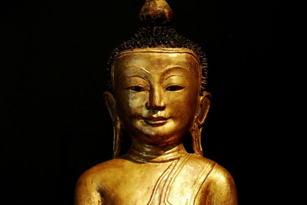 19th Century Burmese Gilt Dry Lacquer Buddha