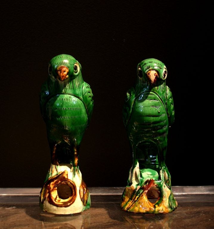 An Assembled Flock of Chinese Export Green Glazed Parrots 2
