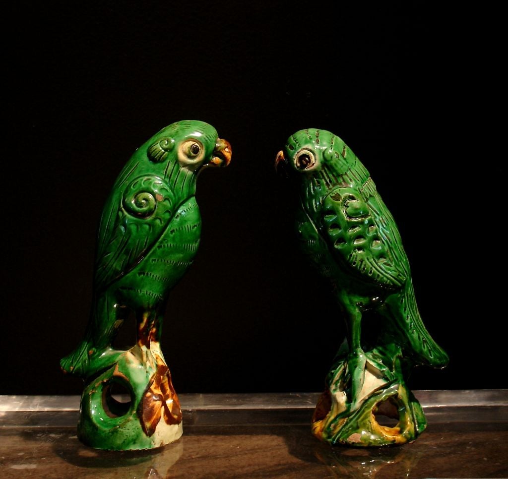 An Assembled Flock of Chinese Export Green Glazed Parrots 5