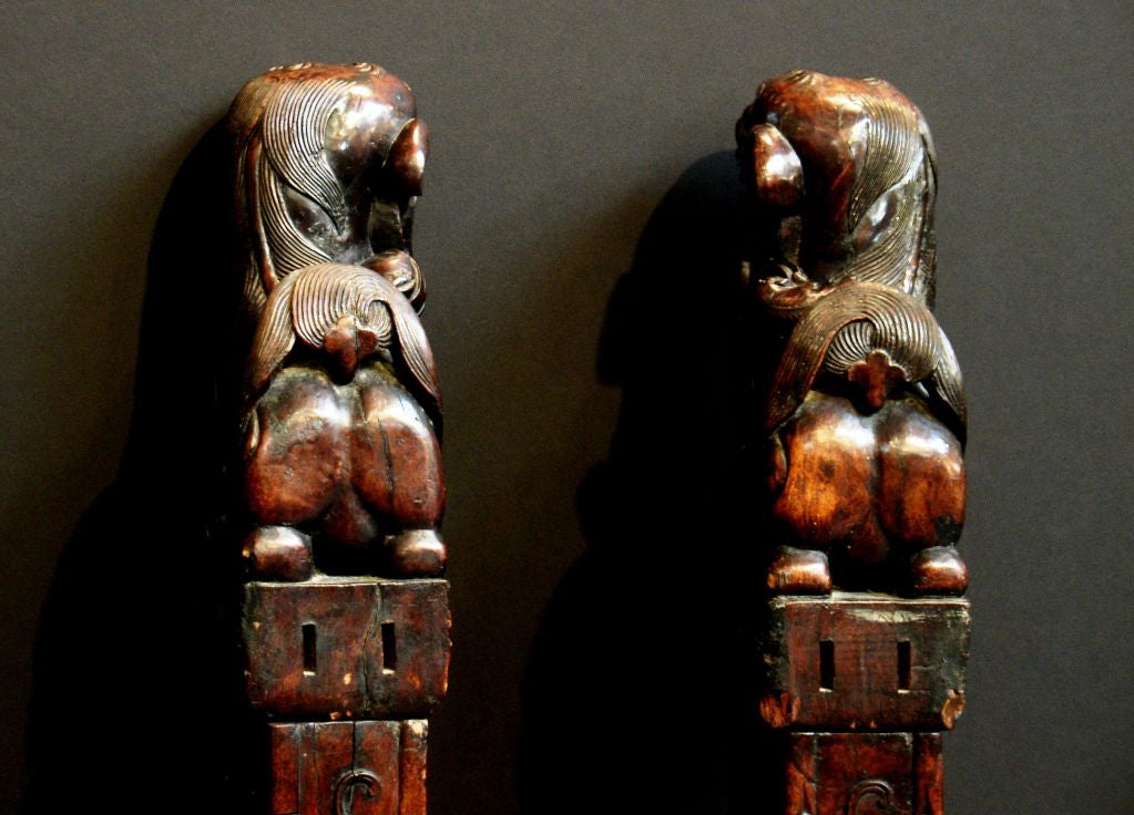 A Pair of Carved Rosewood Foo Lions 3