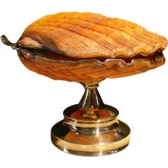 A Silver and Natural Shell Covered Compote Dish