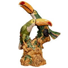 Fantastic Glazed Cermaic Model of a Pair of Toucans