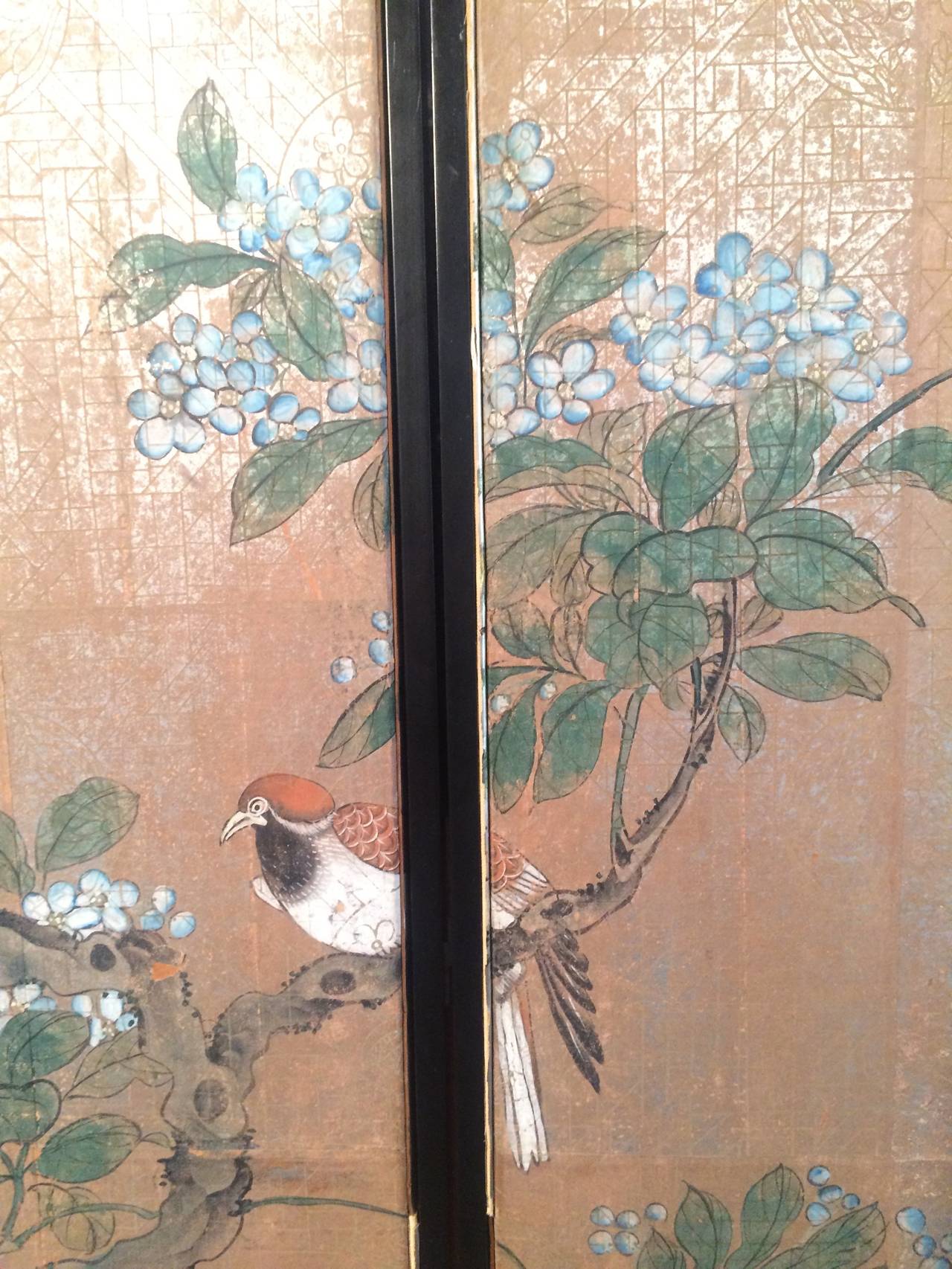 Four Framed Vintage Gracie Chinoiserie Wallpaper Panels at