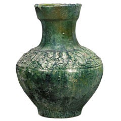 A Chinese Han Dynasty Green Glazed "Hu" Vessel
