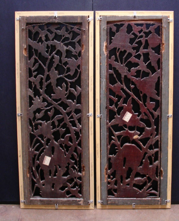 A Pair of Chinese Carved and Pierced Polychromed Panels 2