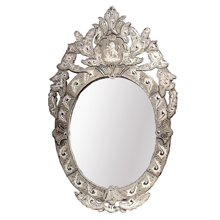 A Venetian  Silvered Cut Glass Wall Mirror