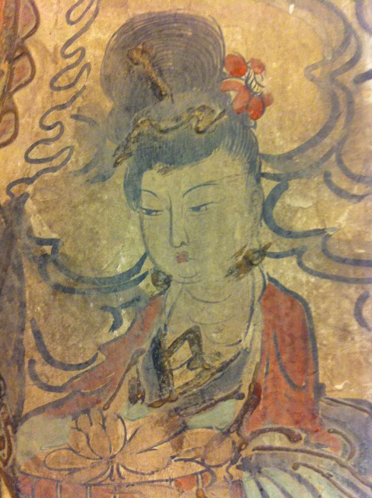 A Ming Dynasty Chinese Buddhist Fresco In Good Condition In Austin, TX