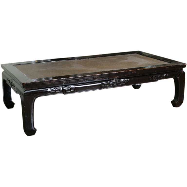 Large Chinese Lacquer and Rattan Day Bed For Sale