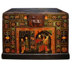 Antique A Chinese Painted Wedding Trunk