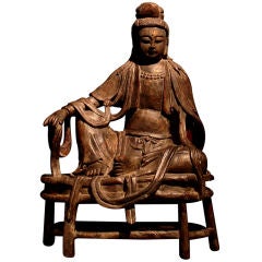 A Chinese Carved Figure of Guanyin