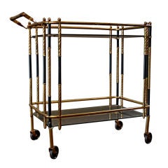 An Art Deco Brass and Enamel Bar Cart