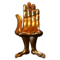 Gilt (Left) Hand Chair with 3 Feet  by Pedro Friedeberg