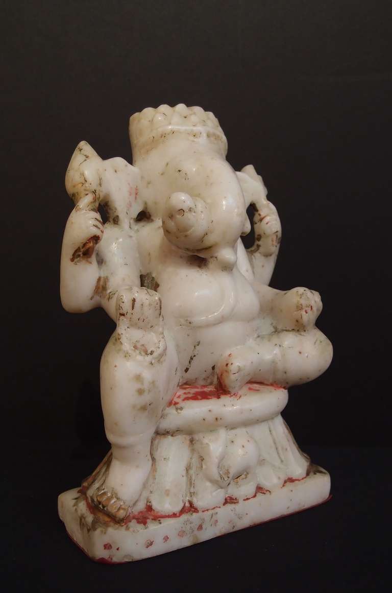 19th Century An Indian White Marble Figure of Ganesh