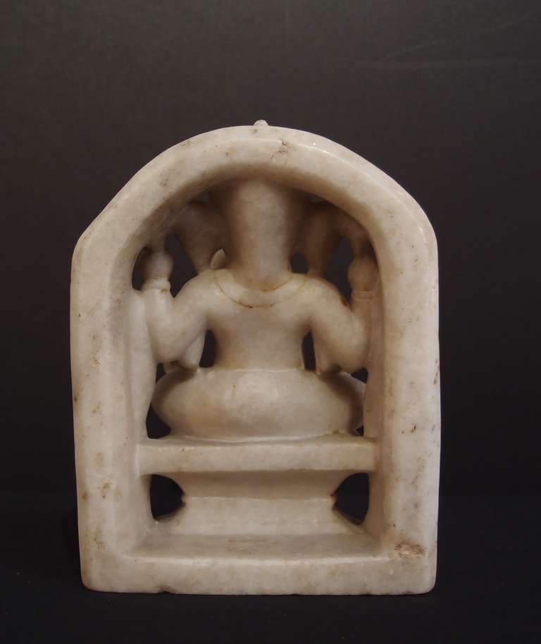 19th Century White Marble Figure of Ganesh