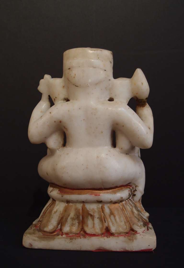 Gilt An Indian White Marble Figure of Ganesh