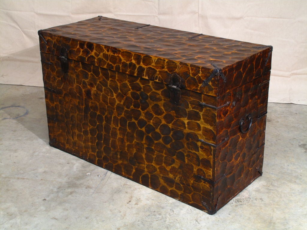 Painted Tibetan Trunk In Good Condition In Austin, TX