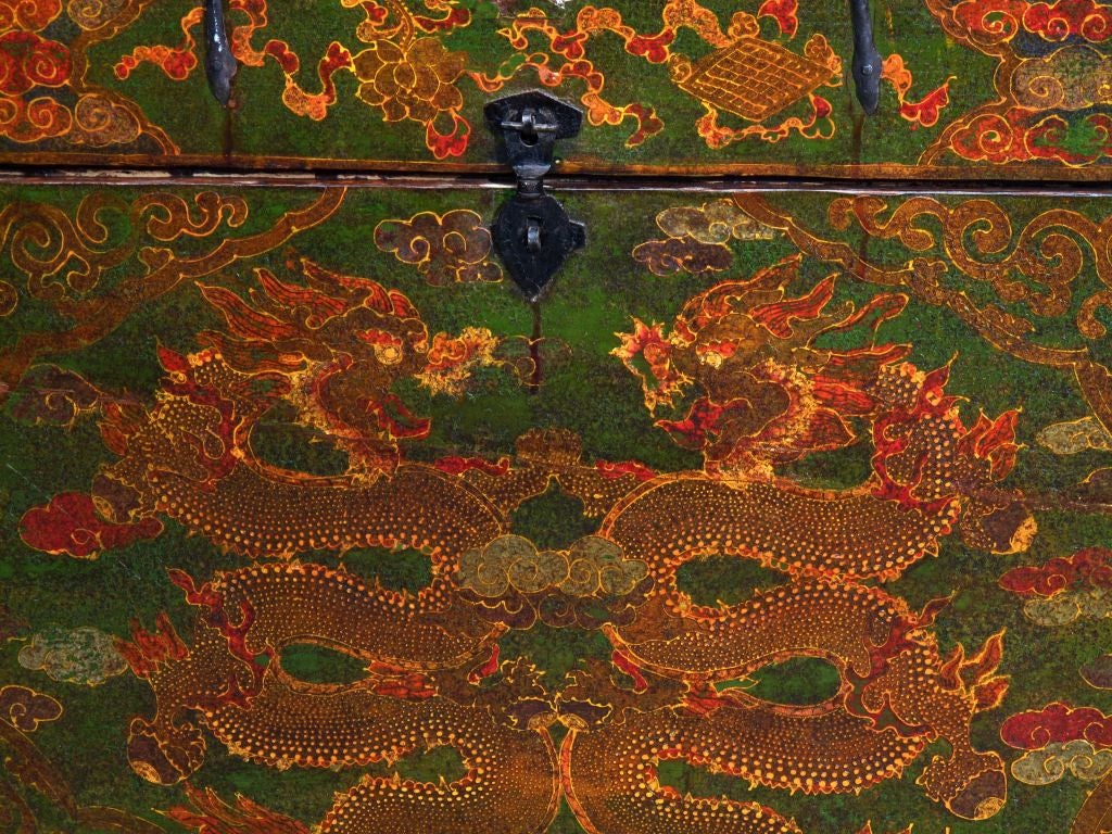 20th Century Painted Tibetan Trunk