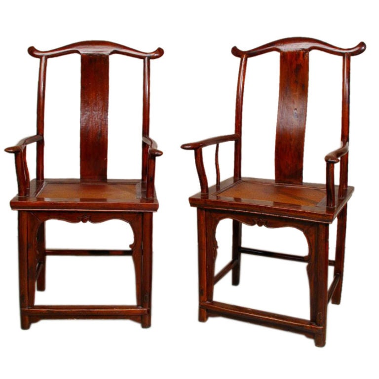 Pair of Chinese Official's Hat Armchairs