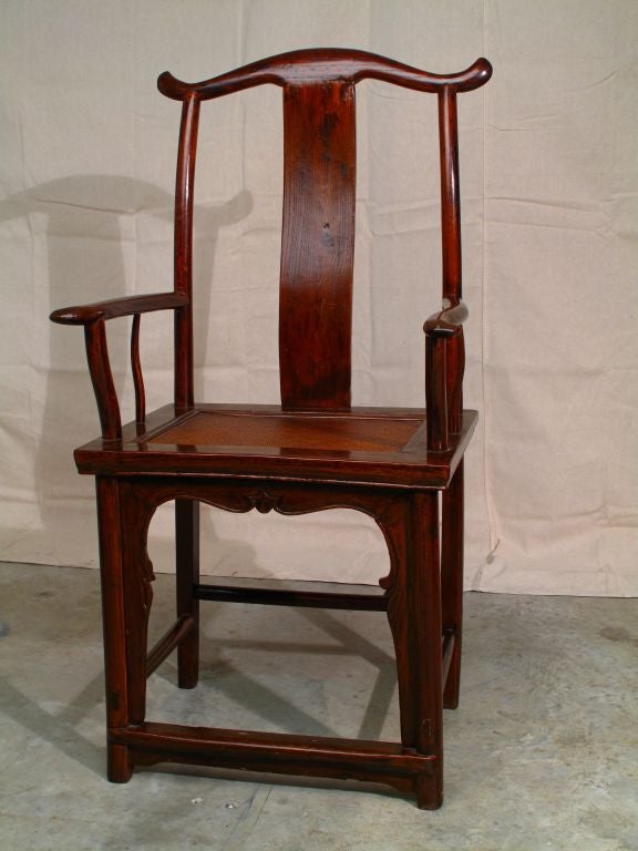 
An elegant pair of Chinese elm wood chairs dating to 19th Century.