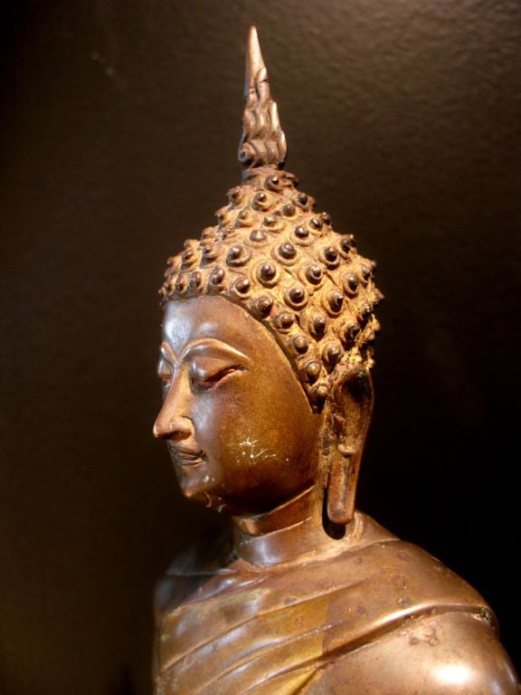 A Thai Bronze and Parcel Gilt Standing Buddha 2