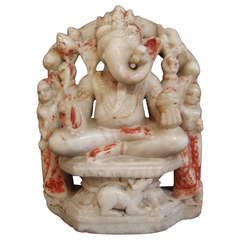 Antique White Marble Figure of Ganesh