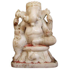 Antique An Indian White Marble Figure of Ganesh